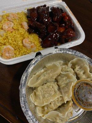 Barbecued Spare Ribs and dumplings