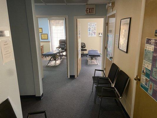 Hallway leading to adjusting and exam rooms