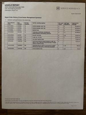 GM internal vehicle report