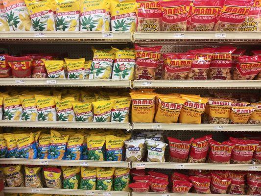 Lots of plantain chip and pork rind varietals to choose from.