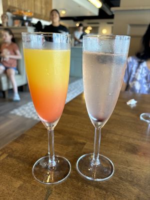 Left - Sunset Mimosa Right - Blueberry Lemon Mimosa