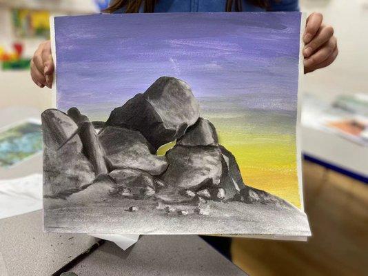 Charcoal Drawing: Landscape of the America Southwest