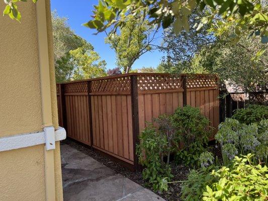 Redwood double board fencing