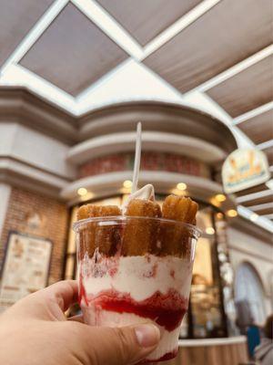 Strawberry vanilla churros