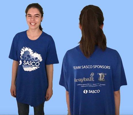 We specialize in t-shirts! Check out this branded tee we created for SASCO. Completely custom design!