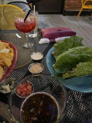 Sangria and  Grilled Shrimp Lettuce Tacos