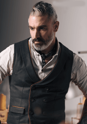 Double Breasted Canvas Waistcoat. *Lead Times Apply.