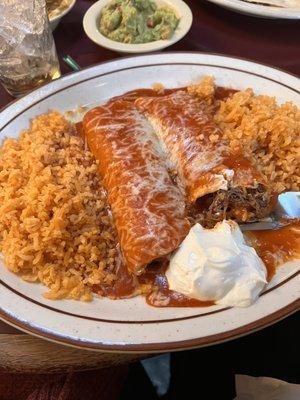 Shredded beef enchiladas