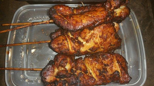 Teriyaki chicken on a stick