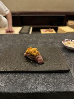 Wagyu with uni