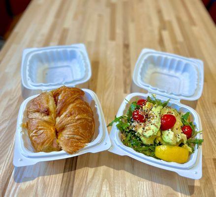 Ham/egg/cheese croissant and the avocado toast - both fantastic!