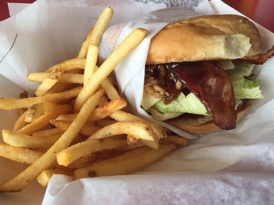 Midnight Moonshine Burger w/ side of fries