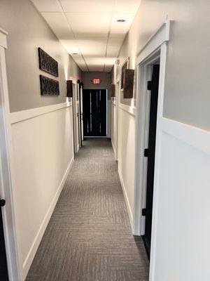 Hallway to five treatment rooms.