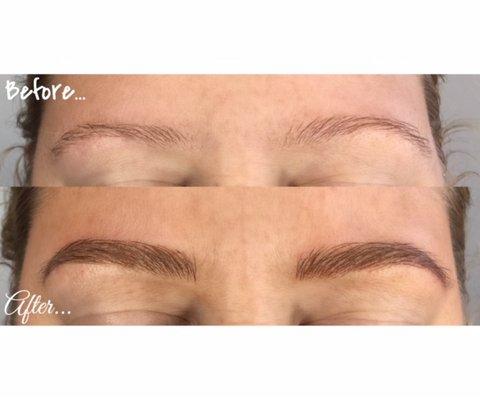 Before and after microblading treatment