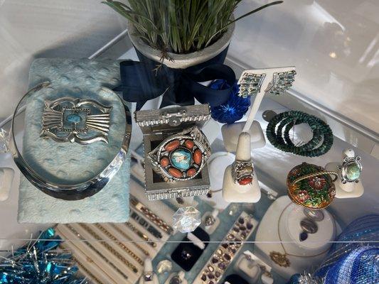 Lots of Tribal Handmade Turquoise Jewelry.