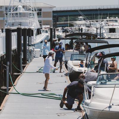 Marine Fuel Dock featuring non-ethanol 90 octane fuel and diesel.