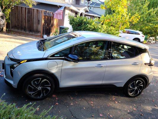 2023 Bolt EV in silver flare metallic.