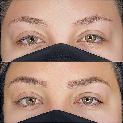 Fluffy microbladed brows by artist Christina Bea