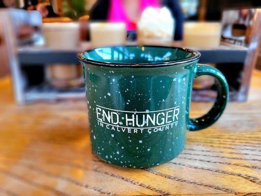 End Hunger in Calvert County mug. Proceeds from Lobby Coffee Bar goes towards the charity.