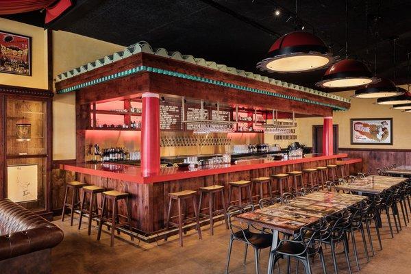 Alamo Drafthouse Staten Island interior of Flying Guillotine bar