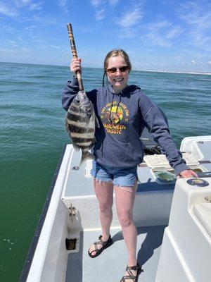 Sheepshead caught on light tackle Destin Florida