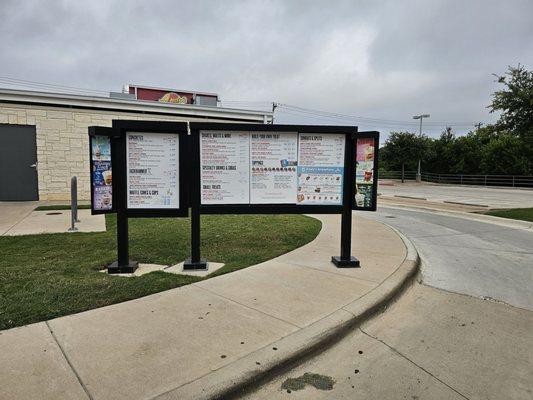 Drive thru menu