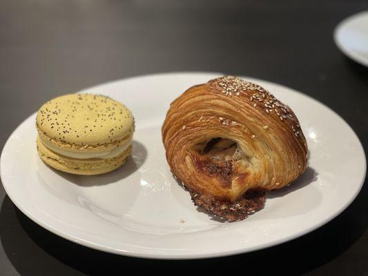 Lemon poppyseed macaroon and Turkey and jalapeño croissant