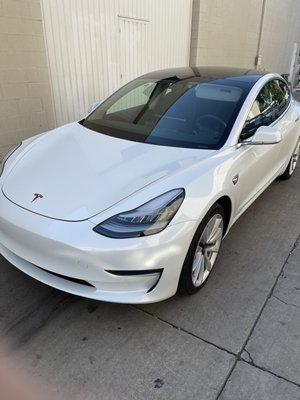 Tesla that was side swiped