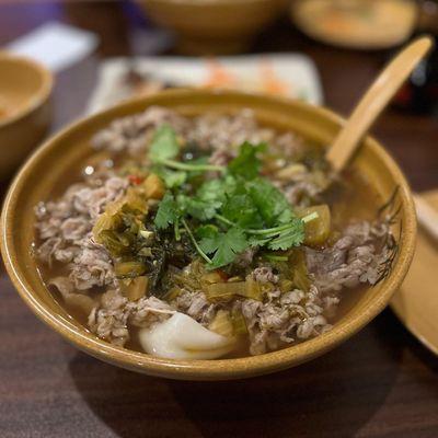 Spicy Beef Suan Tsai Noodles