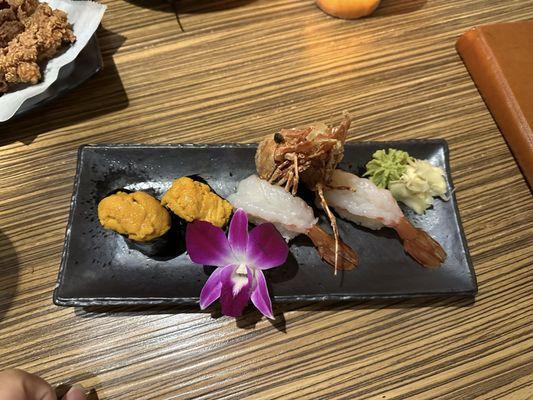 Uni and sweet shrimps nigiri