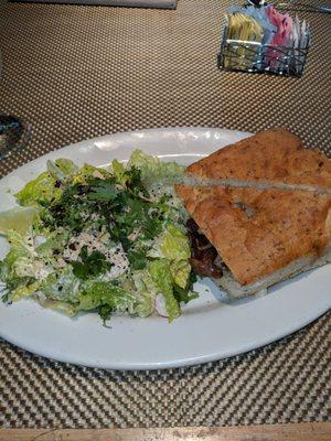 Beef sandwich with Cesar salad - delicious!!