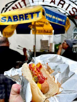 Sabrett Street-Side Hot Dog with Ketchup- Relish- Mustard!