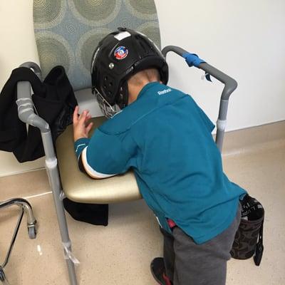 He loves the helmet.