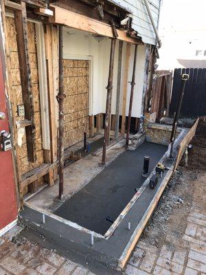 Concrete for new bathroom addition/code upgrade.