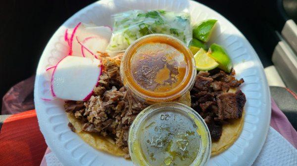 Carnitas taco & carne asada taco