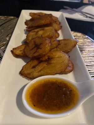 spicy sauce + plantains!