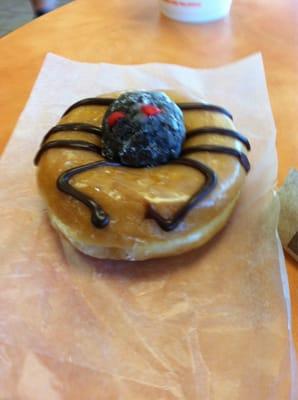 The Manager's Special - a glazed donut with a chocolate munchkin decorated as a spider. How creative!