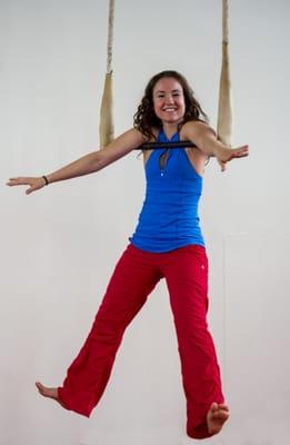 The owner and founder of Bumbershoot Aerial Arts, Joelle!