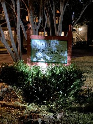 Yard sign at night