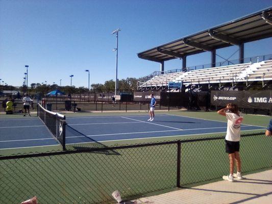 Pros hitting the ball