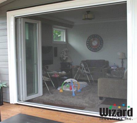 Large retractable screens for bi-fold and pocket glass doors