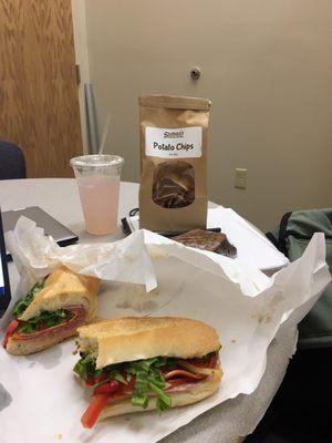 Italian sub, lavender lemonade & homemade chips