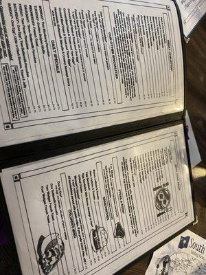 Large menu with a lot of choices