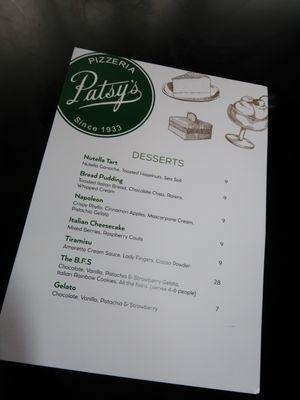 Dessert Menu