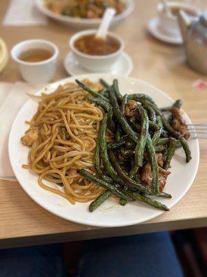 Beef green beans and chow mein