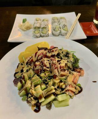 tuna poke bowl & california roll did not disappoint. very good.