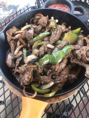 Steak fajitas for two