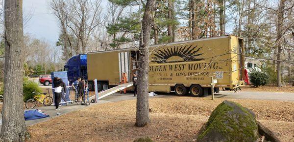 Golden West semi being unloaded.