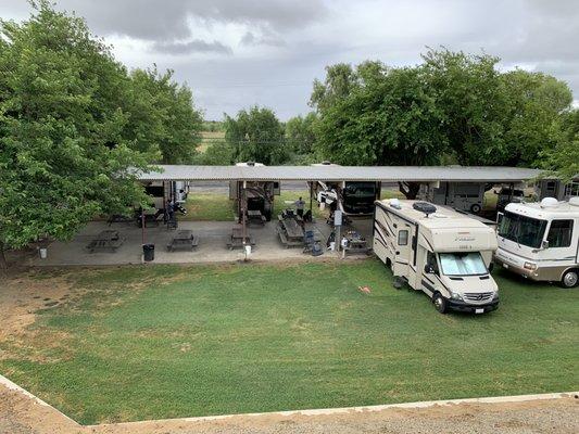 Covered Partio with picnic tables