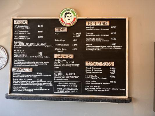 Menu board.